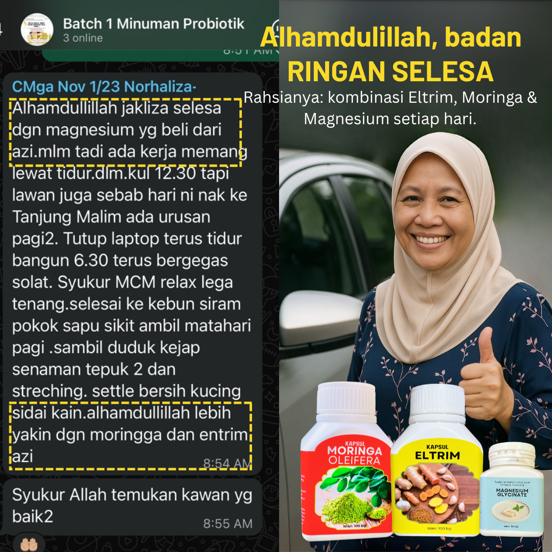 Rutin Kak Haliza Kapsul Moringa, Eltrim dan Magnesium Glycinate